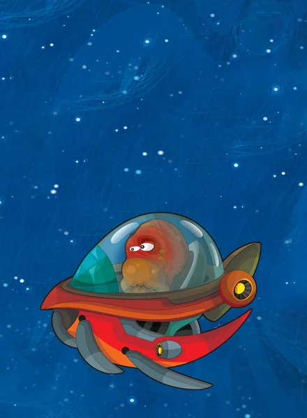 Мультфильм Забавная Красочная Сцена Космоса Галактический Инопланетный Корабль Нло Космического — стоковое фото