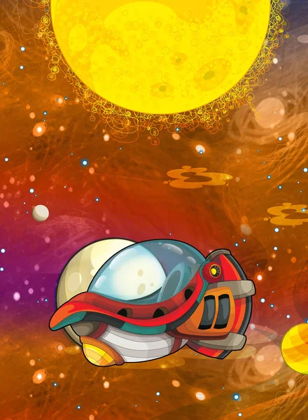 Cartone Animato Divertente Scena Colorata Del Cosmo Galattico Alieno Ufo — Foto Stock