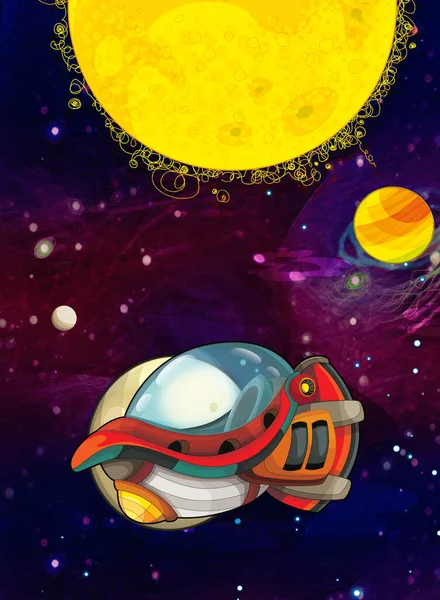 漫画面白いカラフルなシーンの銀河宇宙外国人Ufo宇宙船子供のための孤立イラスト — ストック写真