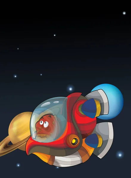 Kozmos Galaktik Uzaylı Ufo Uzay Gemisinin Renkli Karikatür Sahnesi Çocuklar — Stok fotoğraf