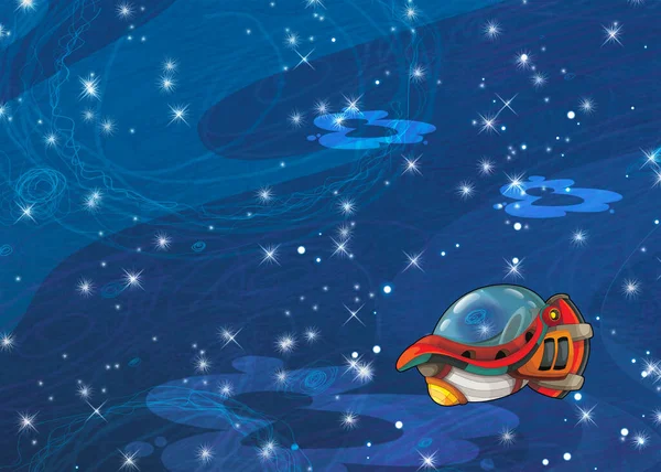 宇宙银河外星宇宙飞船为孩子们展示的有趣多彩的卡通画 — 图库照片