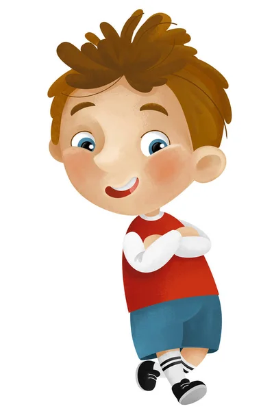 Kreslené Scény Mladým Chlapcem Teenager Hrát Baví Usmívá Izolované Ilustrace — Stock fotografie