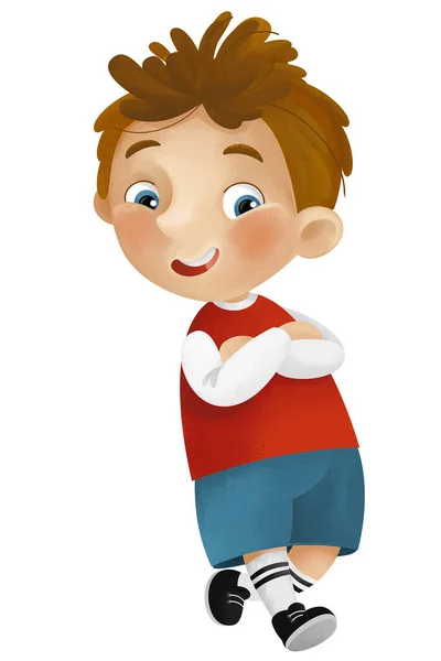 Cartoon Scene Young Boy Teenager Playing Having Fun Smiling Isolated — Stock Photo, Image