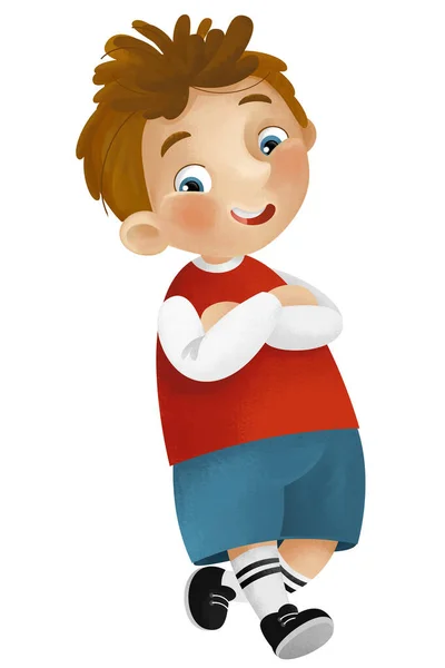 Kreslené Scény Mladým Chlapcem Teenager Hrát Baví Usmívá Izolované Ilustrace — Stock fotografie