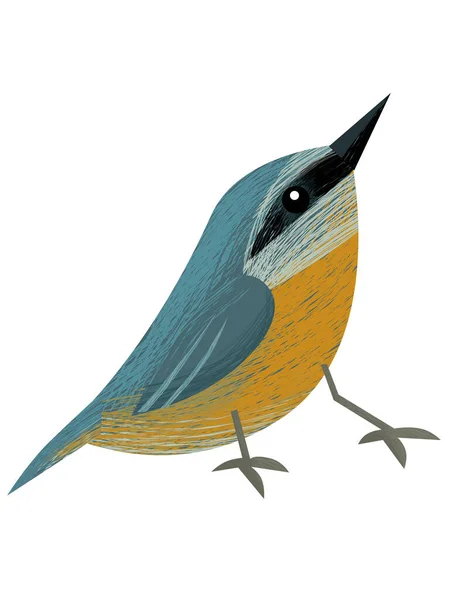 Kreslený Krásný Barevný Pták Sedí Izolované Ilustrace Pro Děti — Stock fotografie
