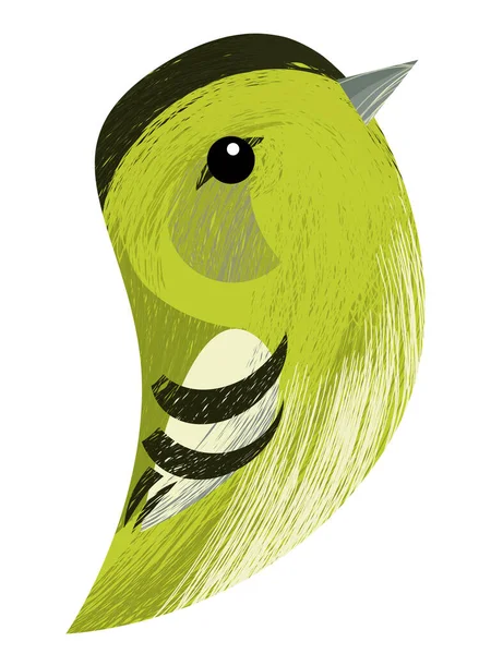 Tecknad Vacker Färgglad Fågel Ser Sitter Isolerad Illustration För Barn — Stockfoto