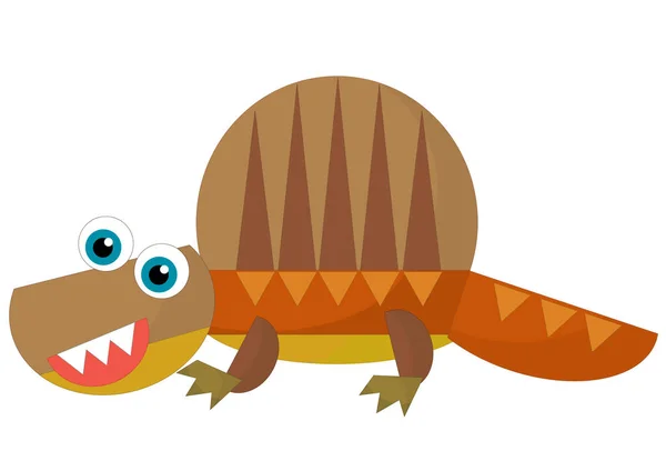 Dibujos Animados Feliz Divertido Colorido Dinosaurio Prehistórico Dino Sonriendo Amistosa —  Fotos de Stock