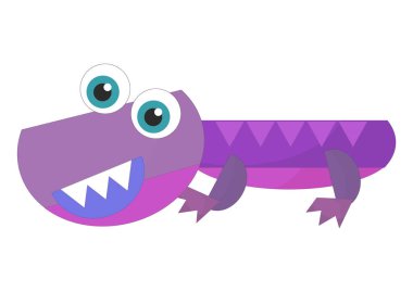 Çizgi film mutlu ve komik renkli tarih öncesi dinozor dinazoru çocuklar için izole edilmiş arkadaşça gülümseme sergiliyor.