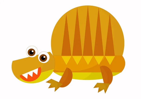 Kreslené Šťastné Zábavné Barevné Prehistorické Dinosaurus Dino Úsměvem Přátelské Izolované — Stock fotografie