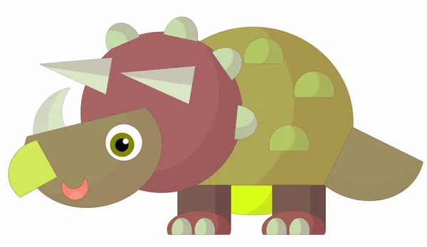 Desenho Animado Feliz Engraçado Colorido Dinossauro Pré Histórico Dino Isolado — Fotografia de Stock