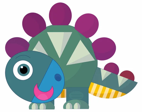 Cartoon Gelukkig Grappig Kleurrijke Prehistorische Dinosaurus Geïsoleerde Illustratie Voor Kinderen — Stockfoto