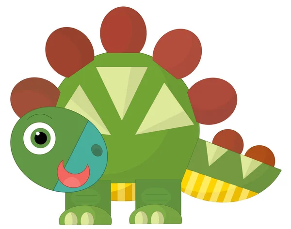 Cartone Animato Felice Divertente Colorato Dinosauro Preistorico Isolato Illustrazione Bambini — Foto Stock