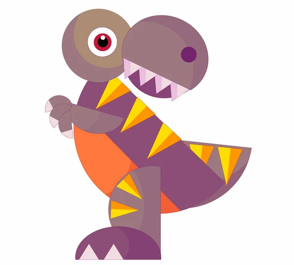 Dibujos Animados Feliz Divertido Colorido Dinosaurio Prehistórico Dino Ilustración Aislada — Foto de Stock
