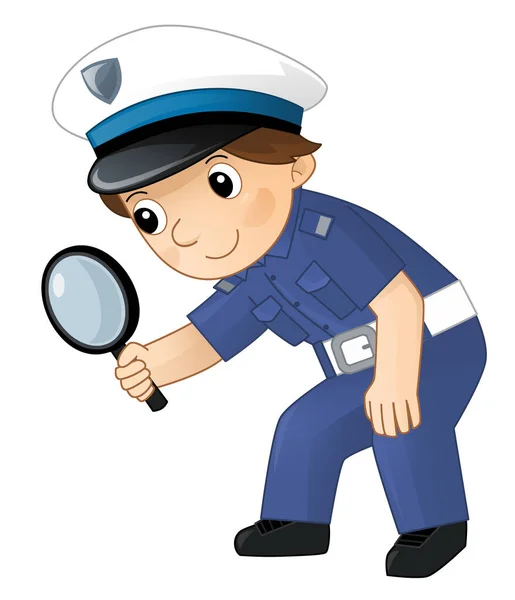 Cartoon Karakter Politieagent Jongen Het Werk Geïsoleerde Illustratie Voor Kinderen — Stockfoto