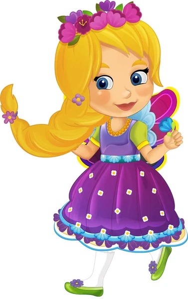 Cartoon Sprookje Karakter Prinses Geïsoleerde Illustratie Voor Kinderen — Stockfoto