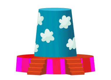 Renkli lunapark elementli karikatür sahnesi çocuklar için izole edilmiş.