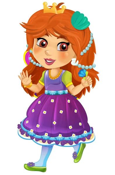 Kreslené Pohádka Postava Princezna Izolované Ilustrace Pro Děti — Stock fotografie