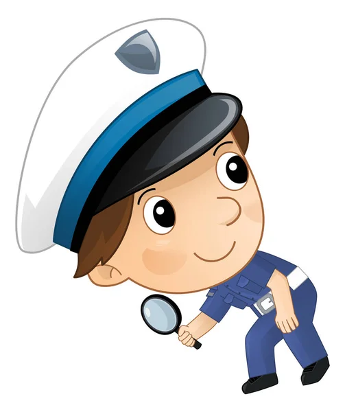 Cartoon Charakter Policista Chlapec Práci Izolované Ilustrace Pro Děti — Stock fotografie