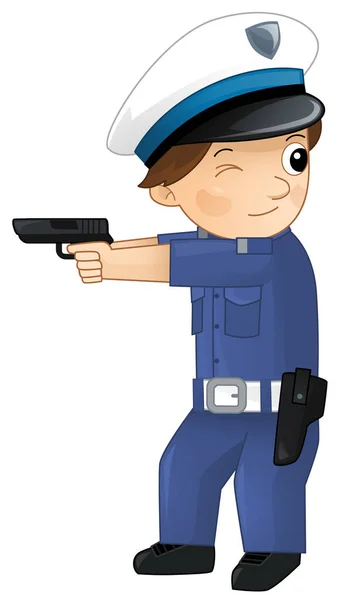 Мультиплікаційний Персонаж Поліцейський Хлопчик Роботі Ізольовані Ілюстрації Дітей — стокове фото