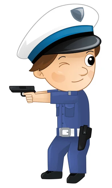 Çizgi Film Karakteri Polis Çocuğu Çocuklar Için Izole Bir Illüstrasyon — Stok fotoğraf