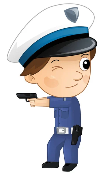 Мультиплікаційний Персонаж Поліцейський Хлопчик Роботі Ізольовані Ілюстрації Дітей — стокове фото