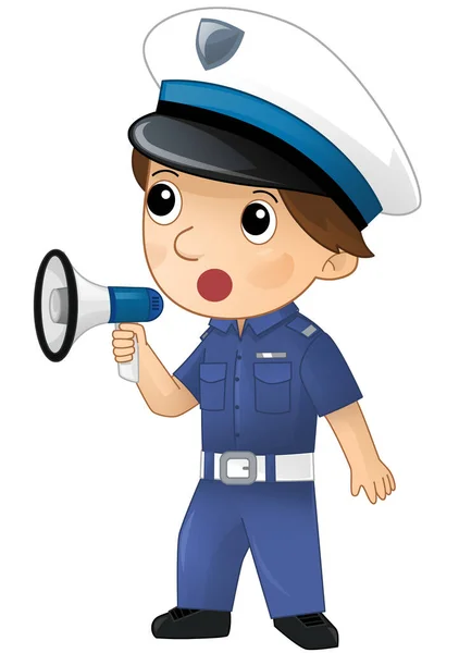 Postać Kreskówek Policjant Chłopiec Pracy Izolowane Ilustracja Dla Dzieci — Zdjęcie stockowe