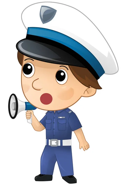 Cartoon Character Policeman Boy Work Isolated Illustration Kids — Stock Photo, Image