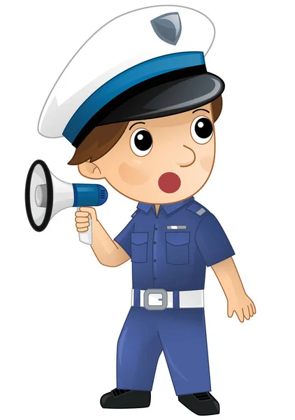 Personaje Dibujos Animados Policía Niño Trabajo Ilustración Aislada Para Niños —  Fotos de Stock