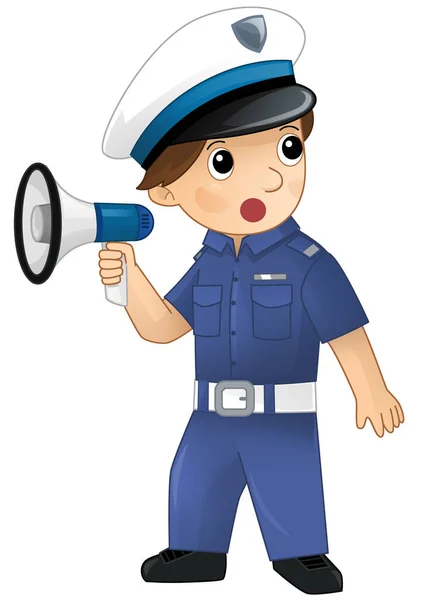 Cartoon Personaggio Poliziotto Ragazzo Lavoro Isolato Illustrazione Bambini — Foto Stock
