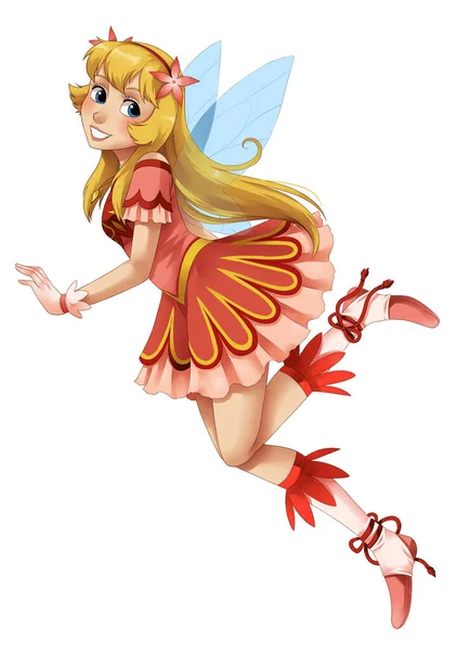 Cartoon Sprookje Karakter Elf Prinses Geïsoleerde Illustratie Voor Kinderen — Stockfoto