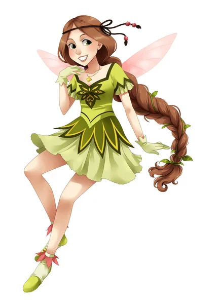 Cartoon Fairy Tale Character Elf Princess Isolated Illustration Kids — Stock Photo, Image