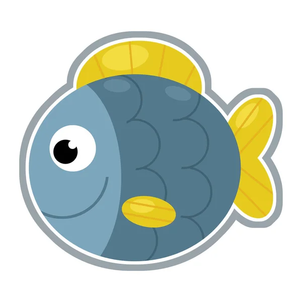 Kreslené Scény Šťastnými Rybami Izolované Ilustrace Pro Děti — Stock fotografie