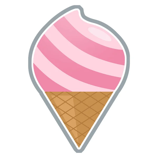 带有冰淇淋锥形孤立插图的卡通片 — 图库照片
