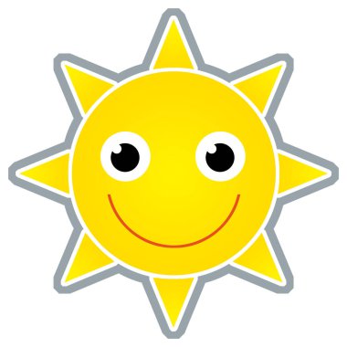 Mutlu güneşin parladığı çizgi film sahnesi çocuklar için izole edilmiş.