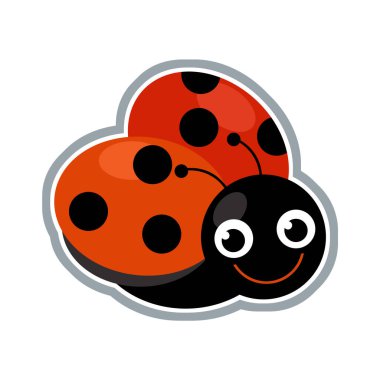 Komik uğur böceği böcekli karikatür sahnesi çocuklar için izole edilmiş resimlerle uçuyor.