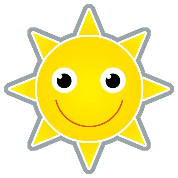 Kreskówka Scena Szczęśliwy Słońce Świeci Odizolowane Ilustracja Dla Dzieci — Zdjęcie stockowe