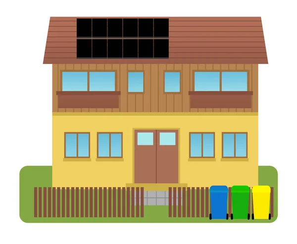 Kreslená Scéna Městem Městský Rodinný Dům Izolované Ilustrace Pro Děti — Stock fotografie