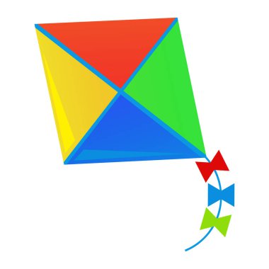 Çocuklar için izole edilmiş renkli uçurtmalı karikatür sahnesi