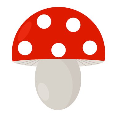 Beyaz arka planda çizgi film orman elementi mantarı - çocuklar için resimleme