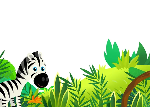 Scène Dessin Animé Avec Jungle Animaux Étant Ensemble Comme Illustration — Photo