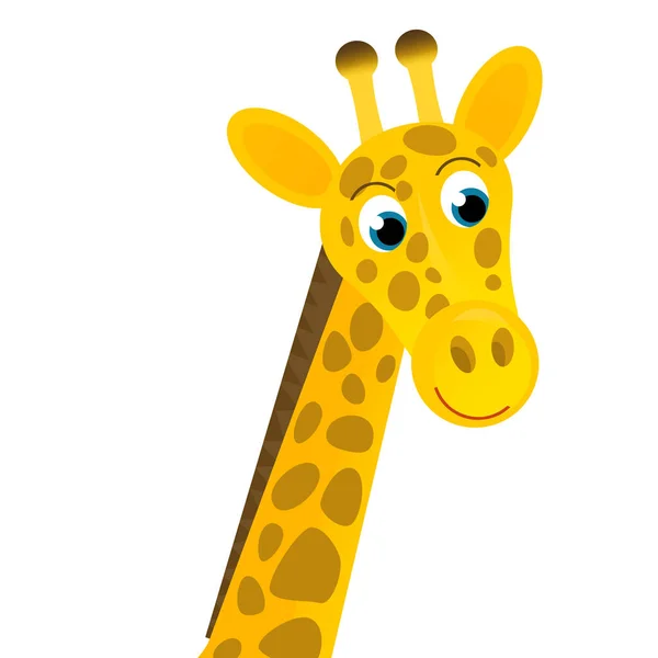 Cartoon Szene Mit Glücklichen Tropischen Tier Giraffe Auf Weißem Hintergrund — Stockfoto