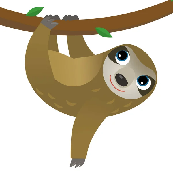 cartoon scene with animal sloth on white background illustration for kids
