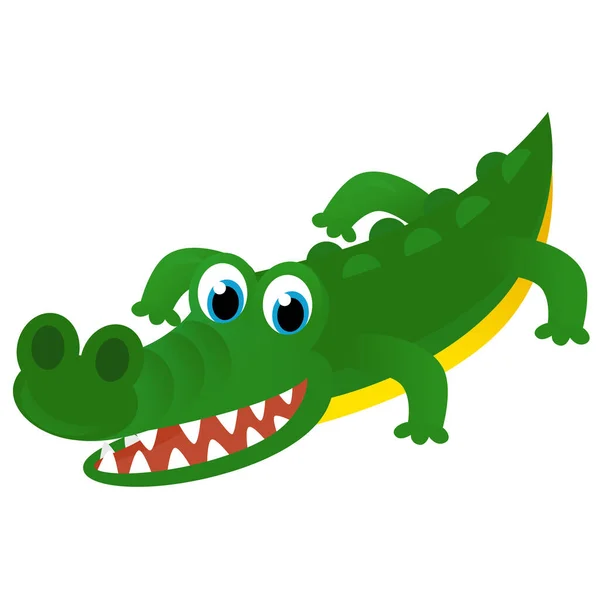 Desenho Animado Americano Feliz Engraçado Crocodilo Jacaré Tropical Isolado Fundo — Fotografia de Stock