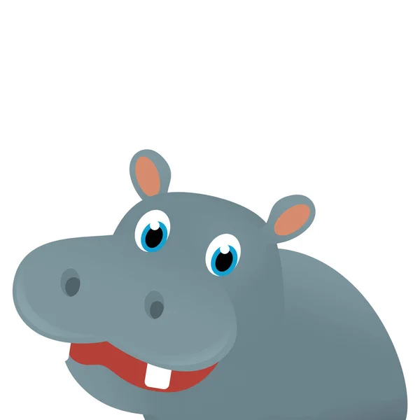 cartoon scene with happy tropical animal hippo hippopotamus on white background safari illustration for kids