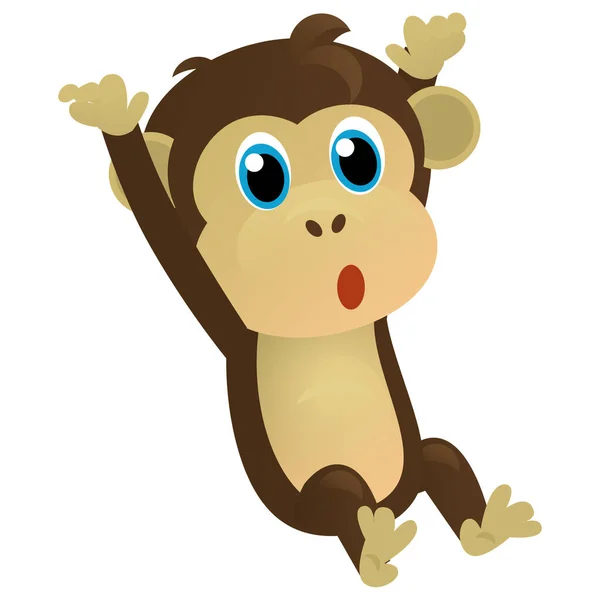 cartoon asian scene with animal monkey ape on white background illustration for kids