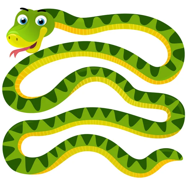 Scena Del Fumetto Con Felice Animale Tropicale Serpente Isolato Illustrazione — Foto Stock