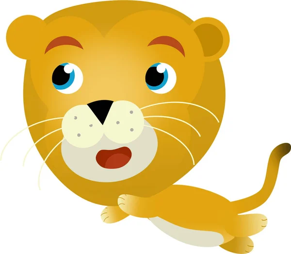 Cartoon Scene Happy Cat Lion Lioness White Background Safari Illustration — Stock Photo, Image