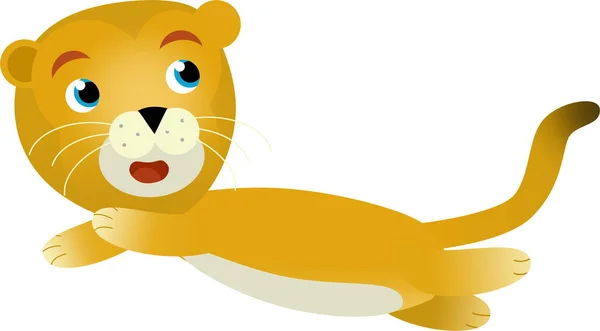 Cartoon Scene Happy Cat Lion Lioness White Background Safari Illustration — Stock Photo, Image