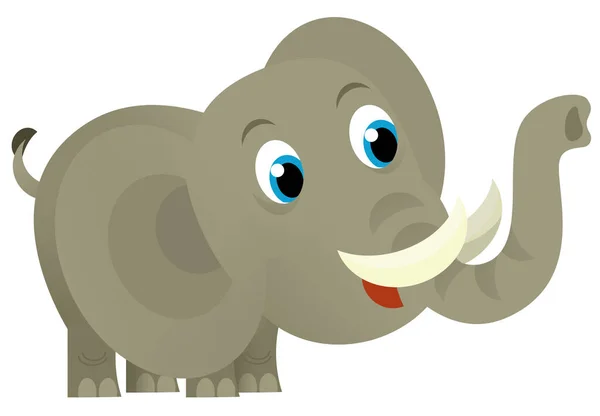 Cartoon Divoké Zvíře Šťastný Mladý Slon Bílém Pozadí Ilustrace Pro — Stock fotografie