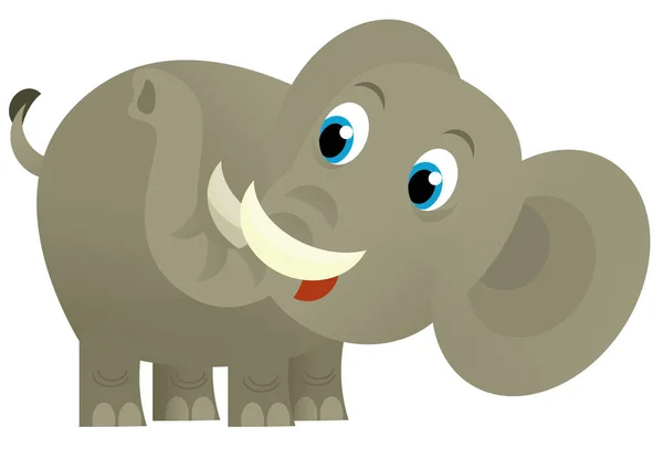 Мультяшна Дика Тварина Щасливий Молодий Слон Білому Тлі Ілюстрація Дітей — стокове фото